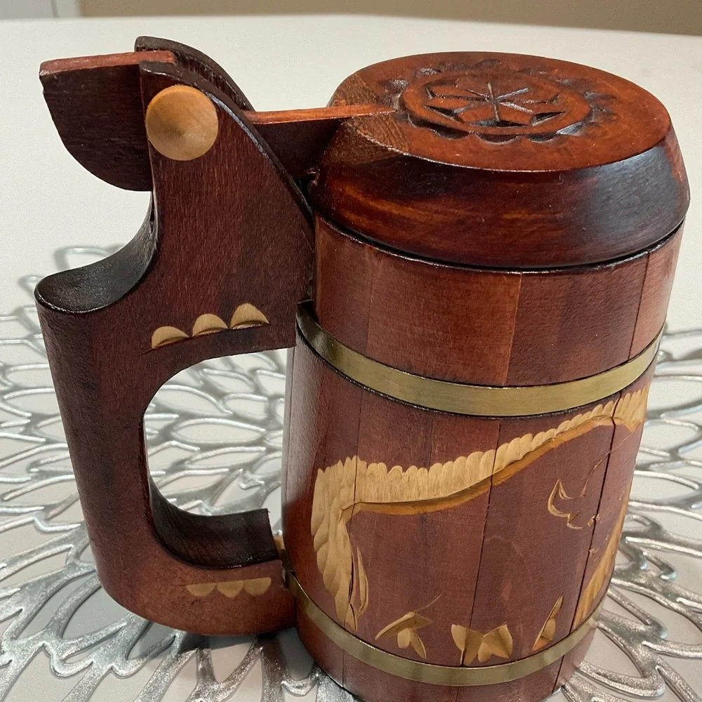 🪴Decorative Wooden Mug, 6.5” x 3.5”